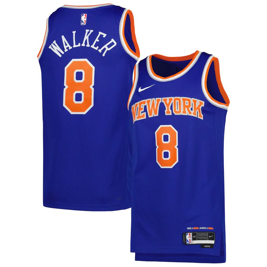 Men New York Knicks #8 Kemba Walker Nike Blue Icon Edition 2022-23 Swingman NBA Jersey->customized nba jersey->Custom Jersey
